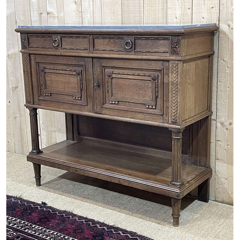 Vintage oak sideboard with marble top