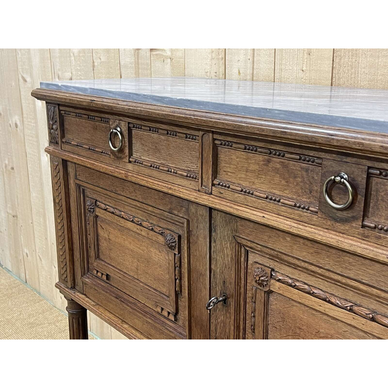 Vintage oak sideboard with marble top