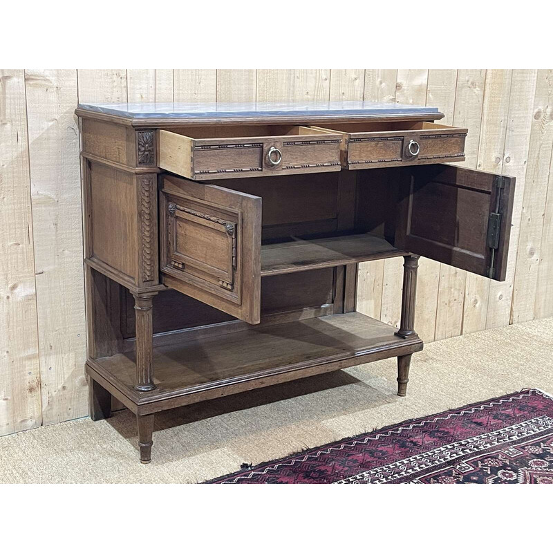 Vintage oak sideboard with marble top