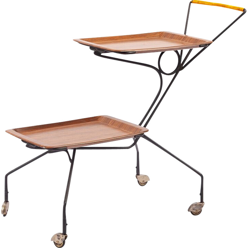 Vintage metal and wood trolley from Pag, Germany 1950