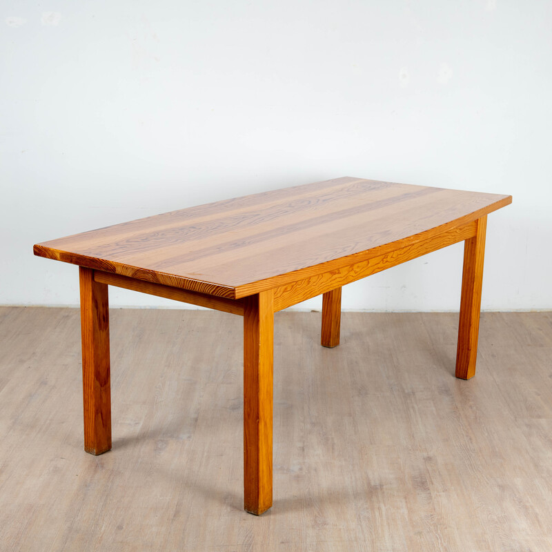 Vintage pine dining table by Pierre Gauthier Delaye for Vergneres, 1950
