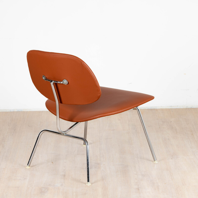 Vintage-Stuhl LCM aus Leder und verchromtem Metall von Ray und Charles Eames für Mobilier international, 1960
