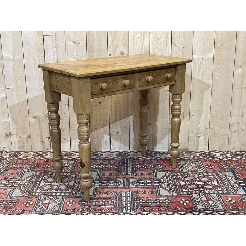 Vintage English fir desk table, 1950