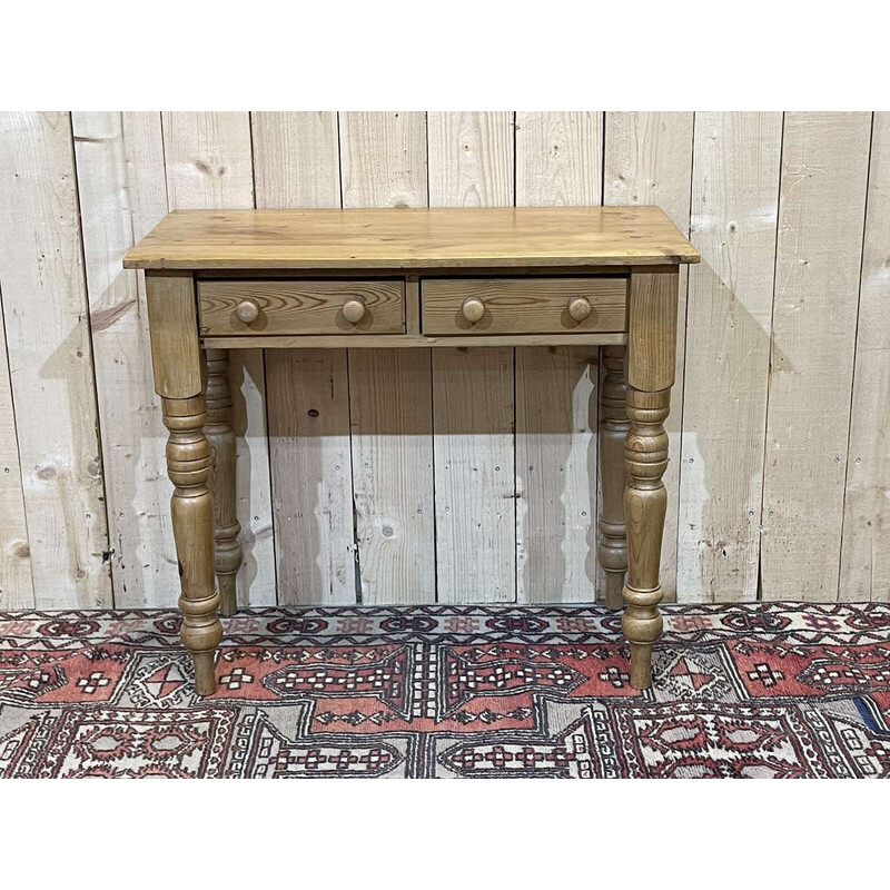 Vintage English fir desk table, 1950