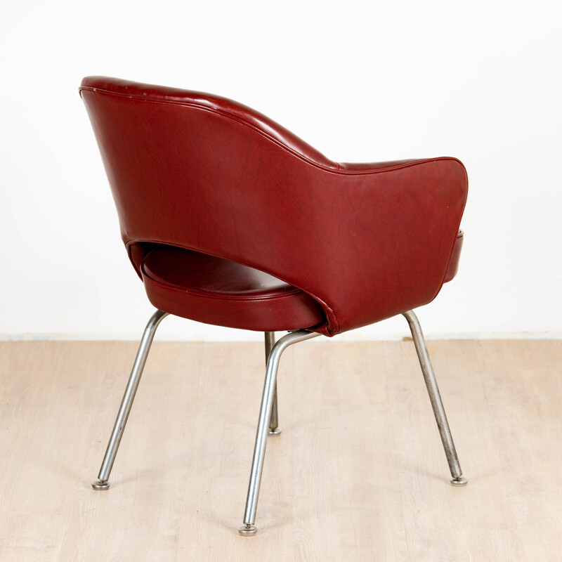 Vintage "Conference" armchair in wood and chrome steel by Eero Saarinen for Knoll international, 1957