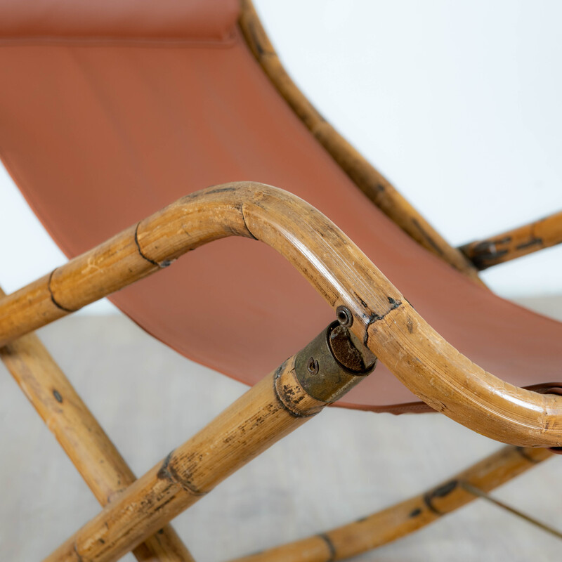 Vintage-Sessel aus Bambus und Leder, Italien 1960