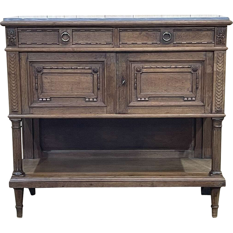 Vintage oak sideboard with marble top