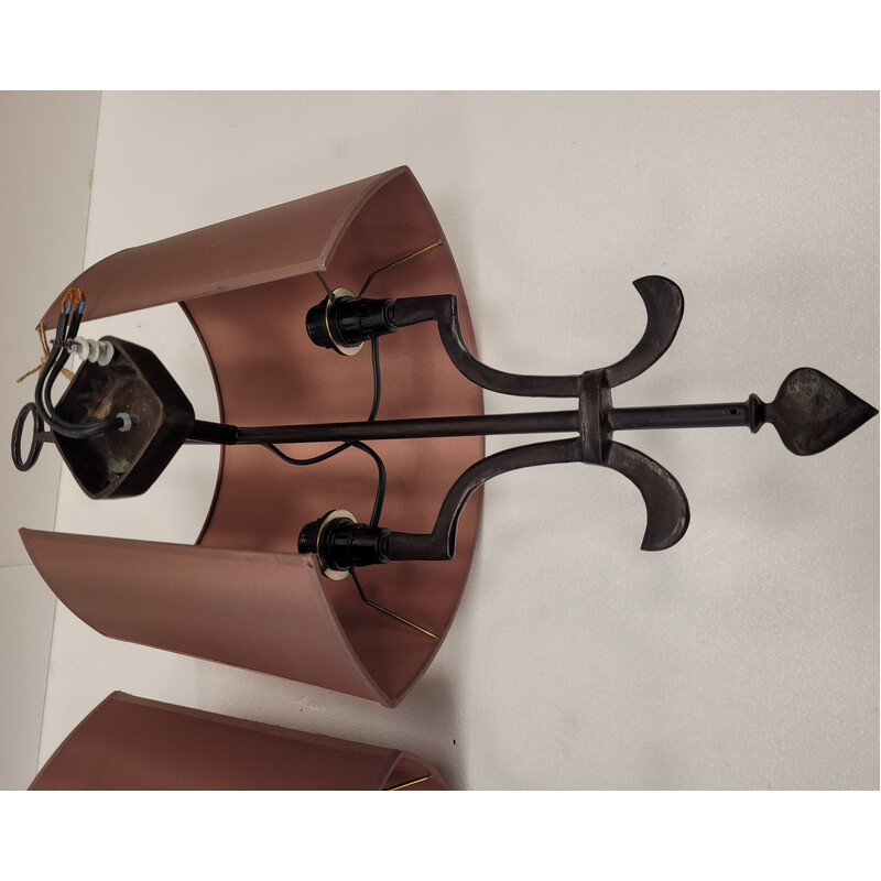 Pair of vintage wrought iron wall lights for Roche Bobois