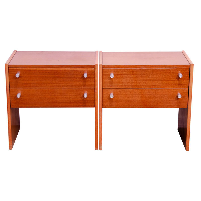 Pair of vintage mahogany nightstands for Up Závody, Czechoslovakia 1980