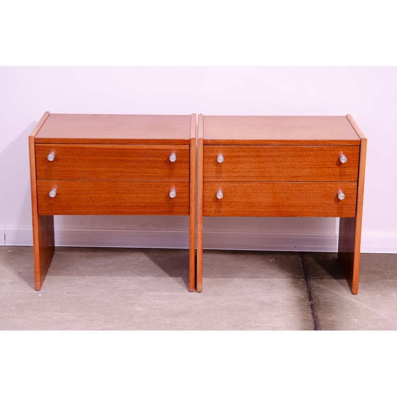 Pair of vintage mahogany nightstands for Up Závody, Czechoslovakia 1980