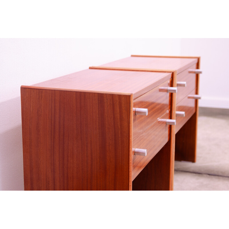 Pair of vintage mahogany nightstands for Up Závody, Czechoslovakia 1980