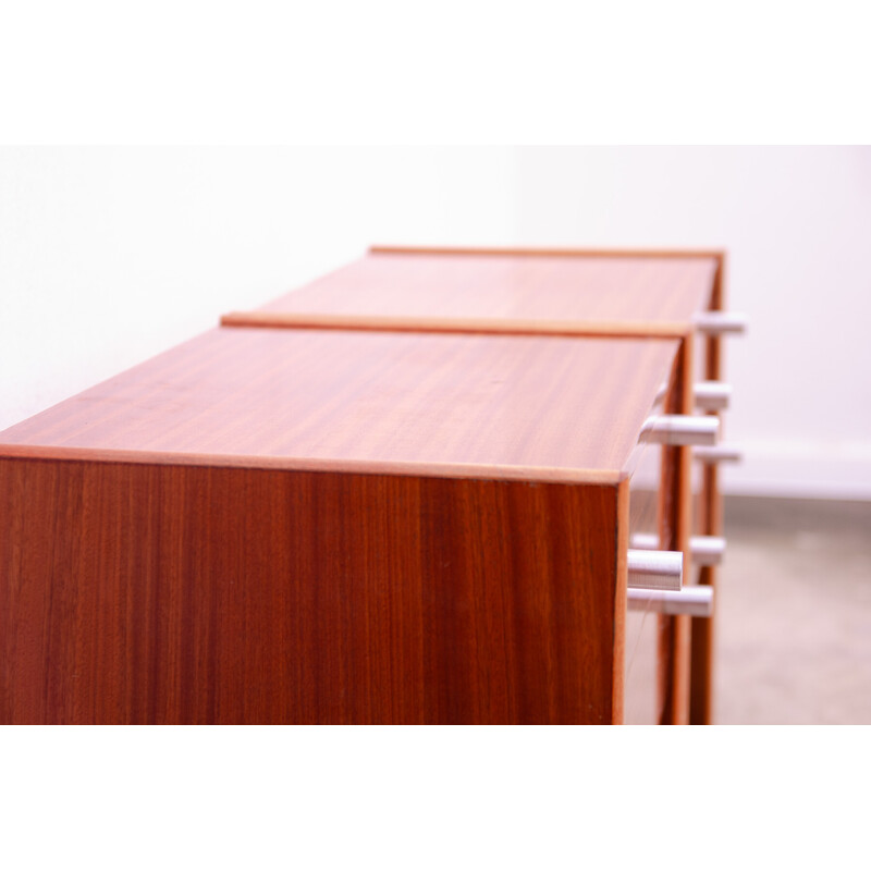 Pair of vintage mahogany nightstands for Up Závody, Czechoslovakia 1980