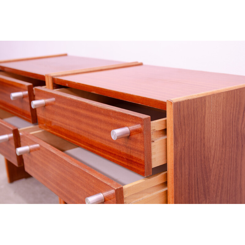 Pair of vintage mahogany nightstands for Up Závody, Czechoslovakia 1980