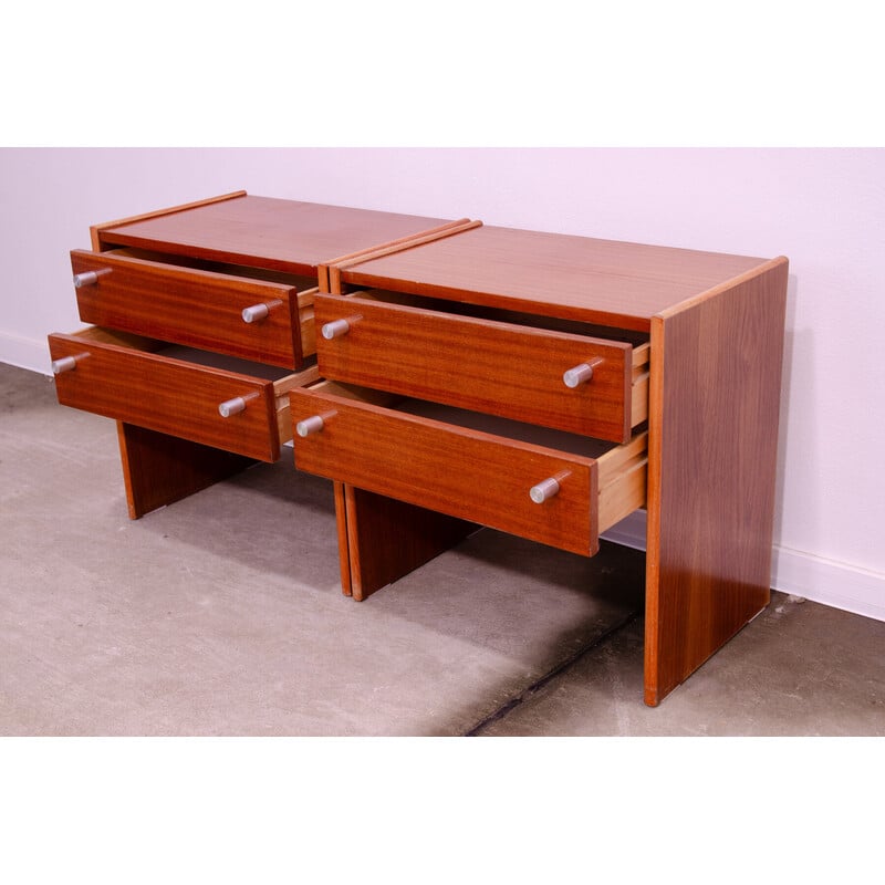 Pair of vintage mahogany nightstands for Up Závody, Czechoslovakia 1980