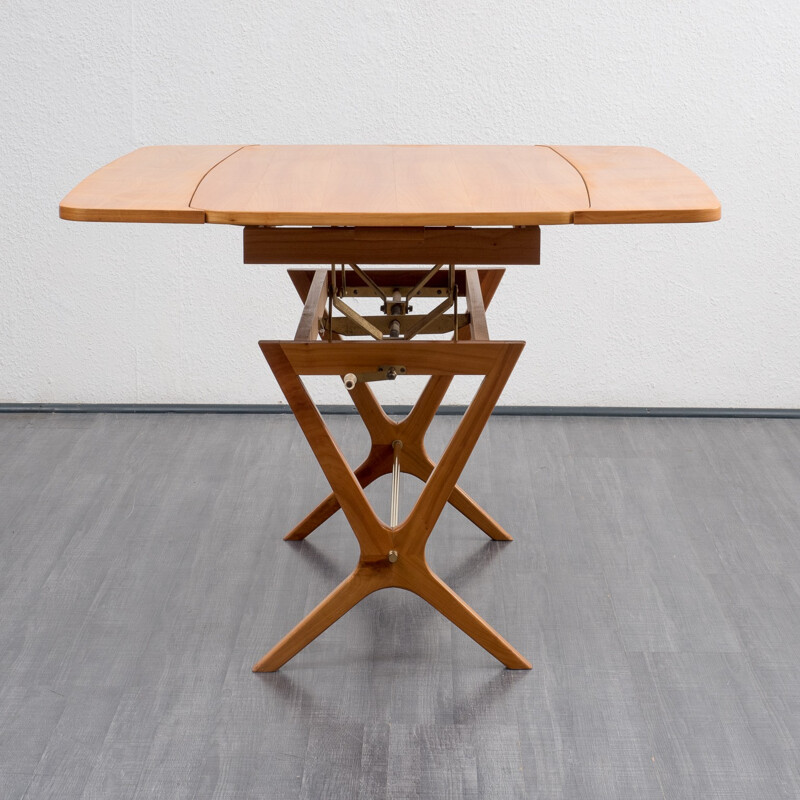 Height adjustable coffee table in cherrywood - 1950s