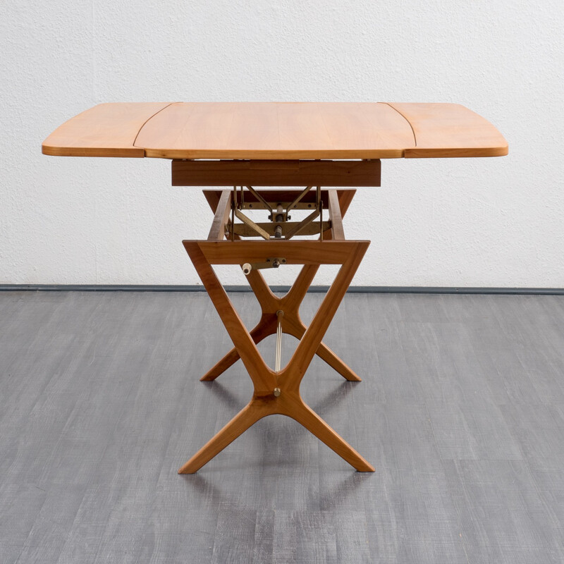 Table basse en bois de cerisier réglable en hauteur - 1950