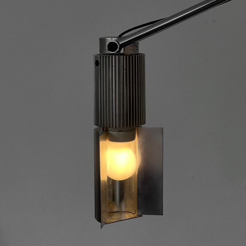 Lampadaire vintage Haloprofil 8008 en métal chromé et fonte par Viktor Frauenknecht pour Swiss Lamps International, 1970