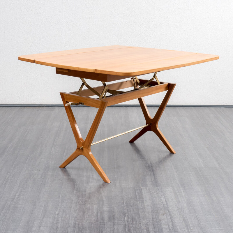 Table basse en bois de cerisier réglable en hauteur - 1950