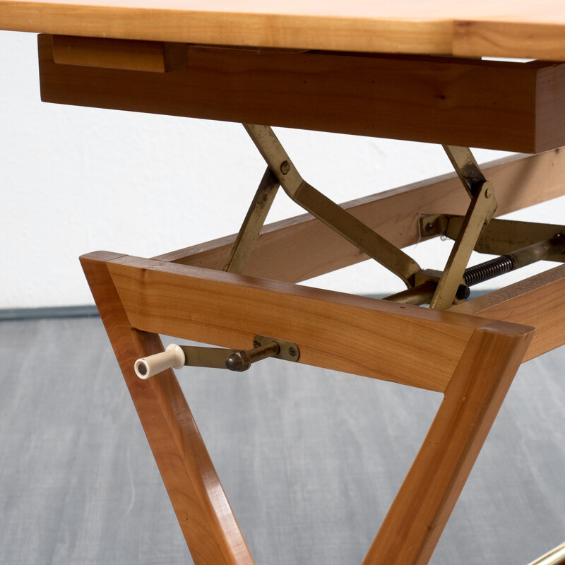 Height adjustable coffee table in cherrywood - 1950s