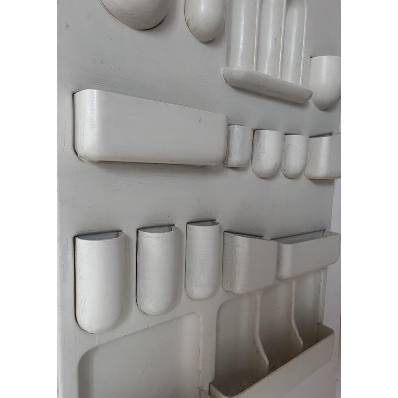 Vintage wall storage in matt white Abs by Joe Colombo, Italy 1970