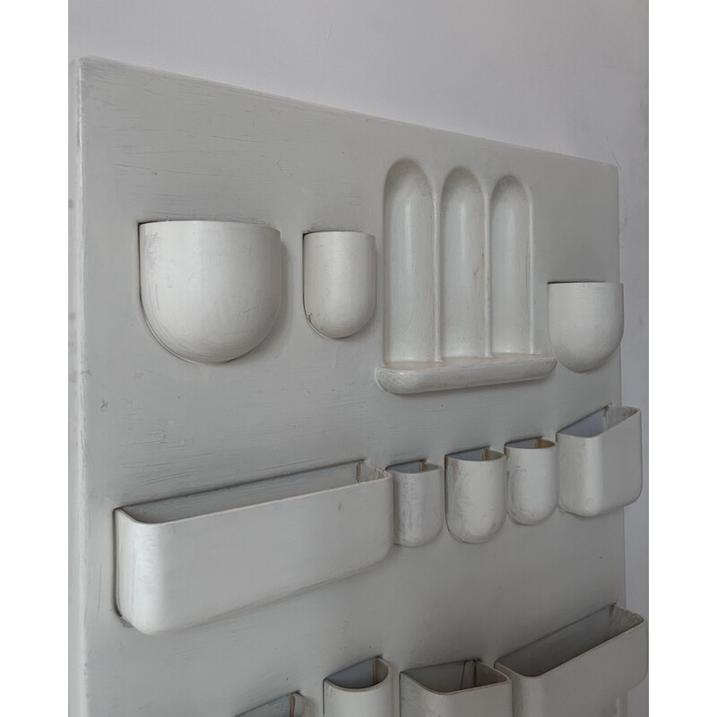 Vintage wall storage in matt white Abs by Joe Colombo, Italy 1970