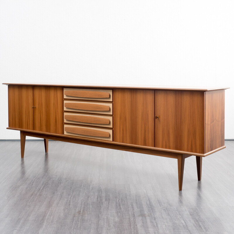 Large walnut sideboard with lockable doors - 1960s