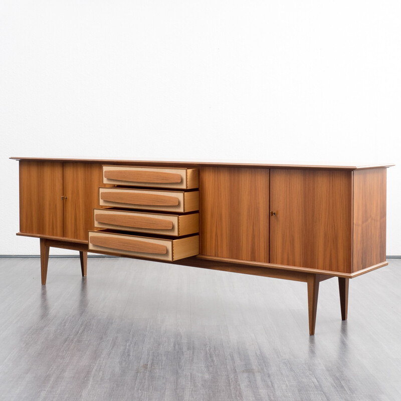 Large walnut sideboard with lockable doors - 1960s