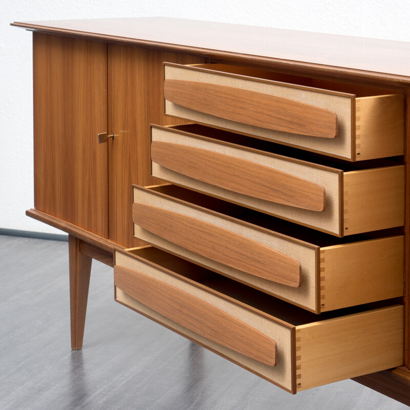 Large walnut sideboard with lockable doors - 1960s