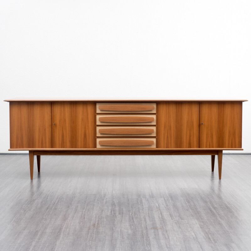 Large walnut sideboard with lockable doors - 1960s