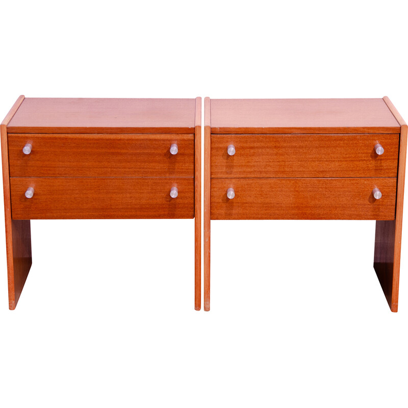 Pair of vintage mahogany nightstands for Up Závody, Czechoslovakia 1980