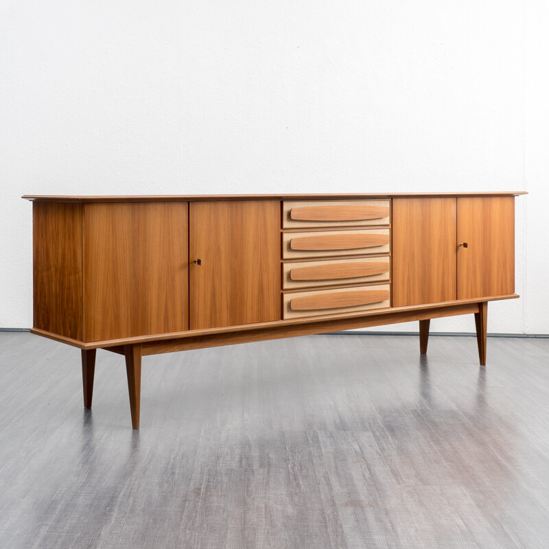 Large walnut sideboard with lockable doors - 1960s