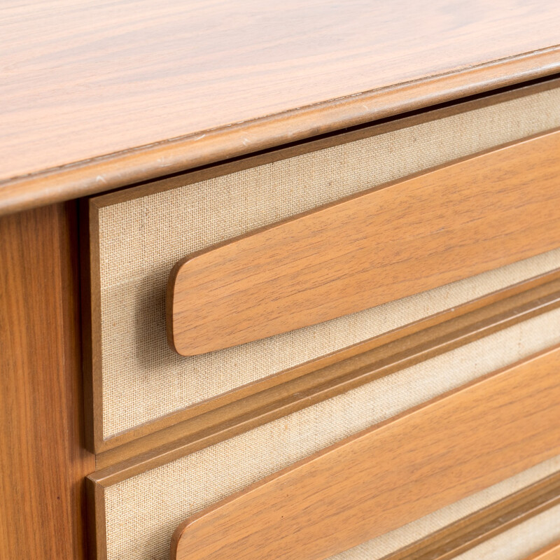 Large walnut sideboard with lockable doors - 1960s