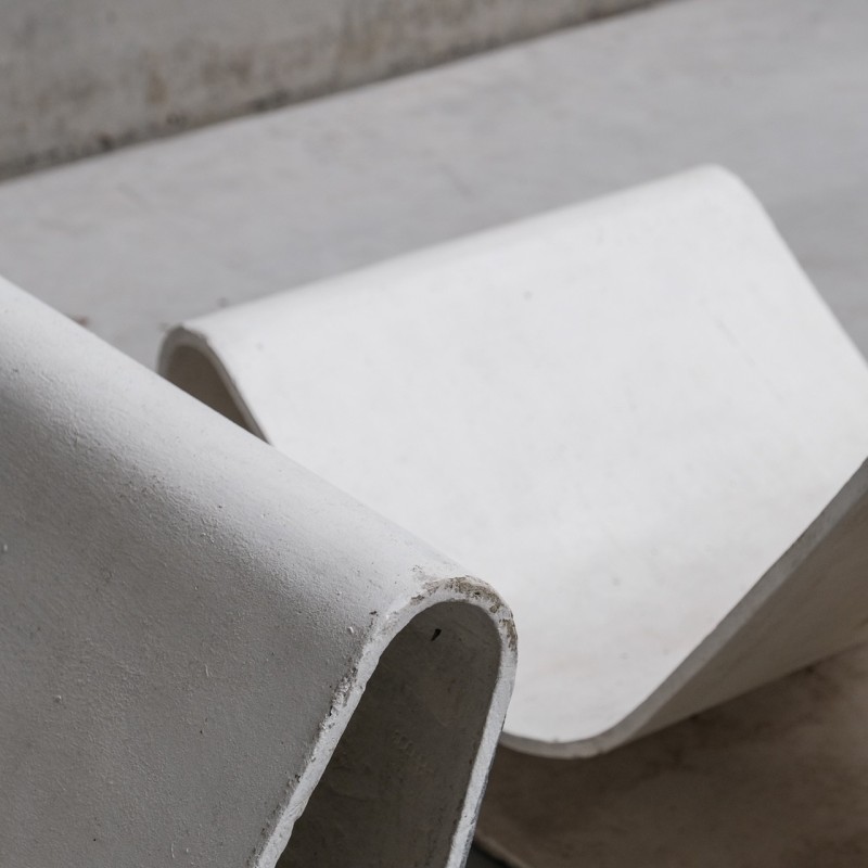 Set of 4 vintage "Loop" chairs in continuous concrete sheet by Willy Guhl, Switzerland 1950