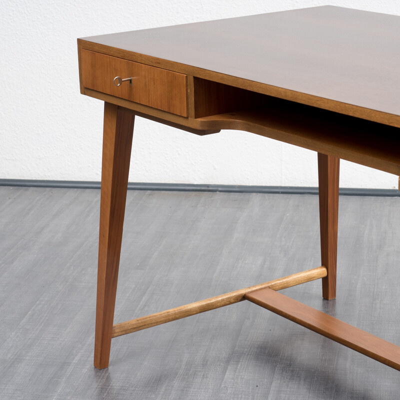 Vintage walnut desk by Georg Satink for WK Mobel - 1950s