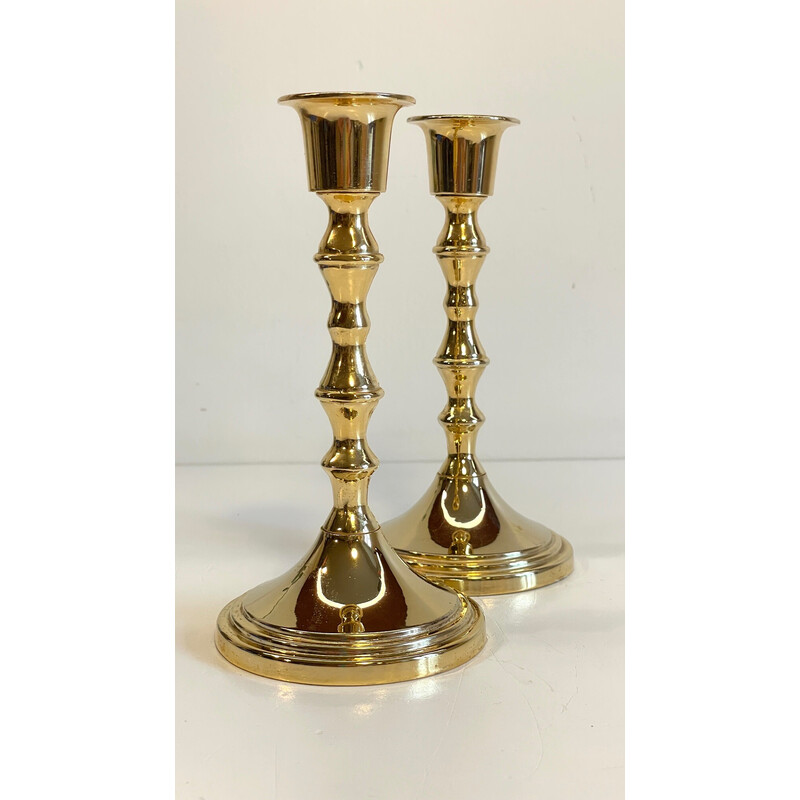 Pair of vintage gold-plated candlesticks