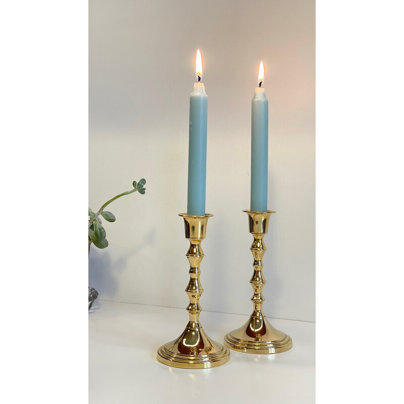 Pair of vintage gold-plated candlesticks