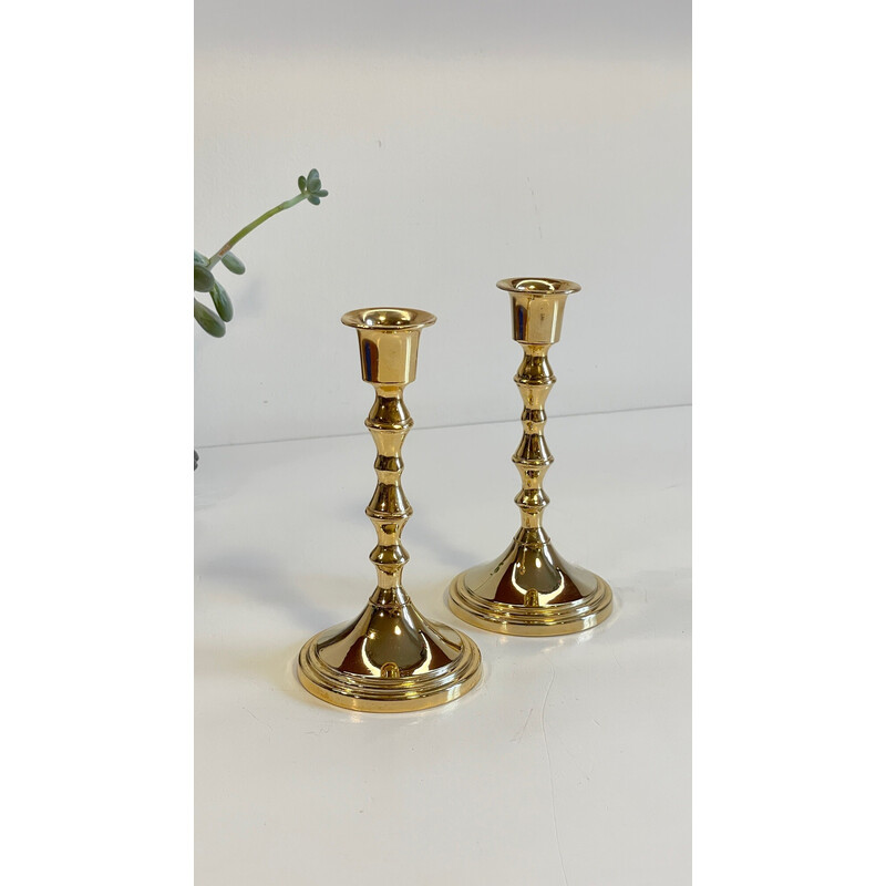 Pair of vintage gold-plated candlesticks