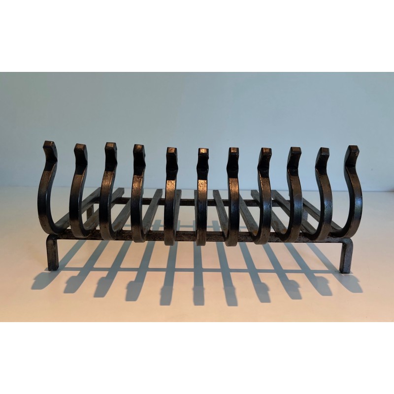 Vintage wrought iron log stand, France 1950