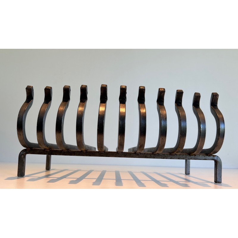 Vintage wrought iron log stand, France 1950