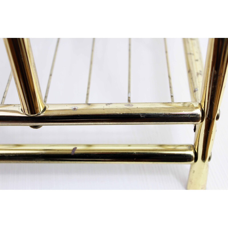 Vintage magazine rack in gilded metal and brass, 1970