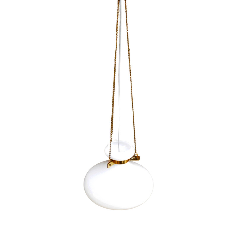 Vintage frosted white glass chandelier for Lustry Kamenický Šenov, Czechoslovakia 1960