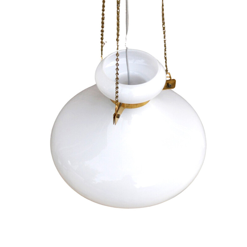 Vintage frosted white glass chandelier for Lustry Kamenický Šenov, Czechoslovakia 1960