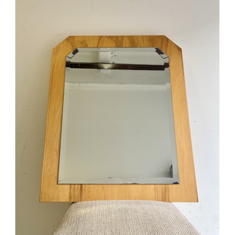 Vintage wall mirror with beveled glass and solid wood frame