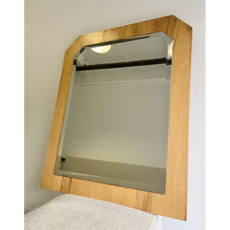Vintage wall mirror with beveled glass and solid wood frame