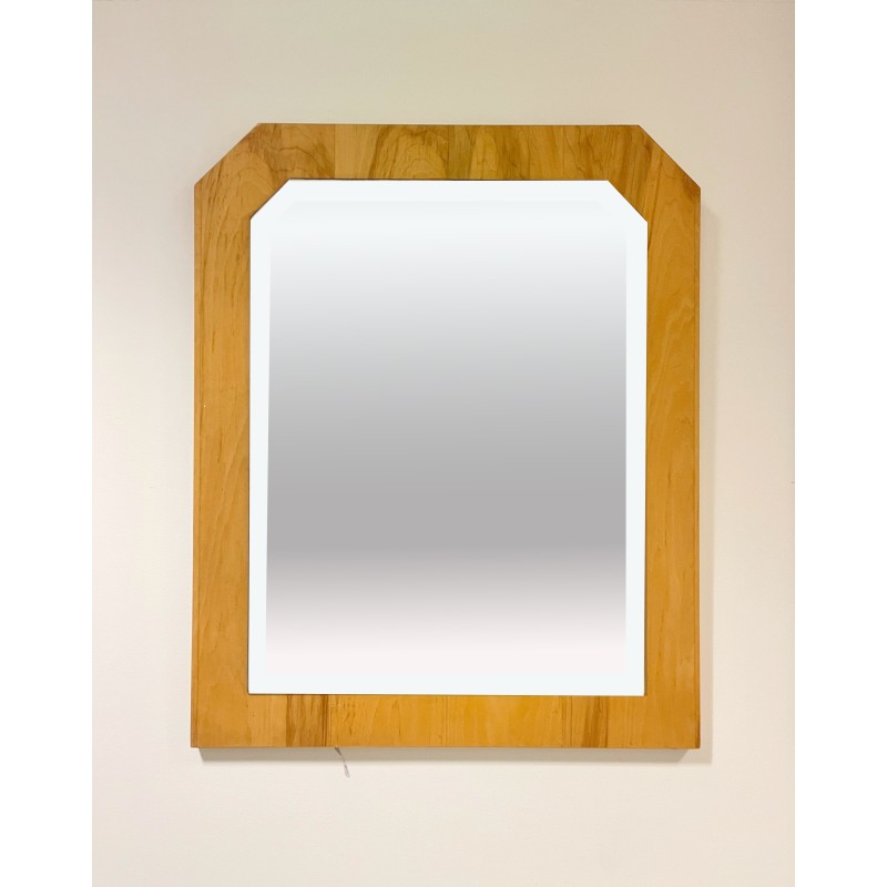 Espejo de pared vintage con cristal biselado y marco de madera maciza