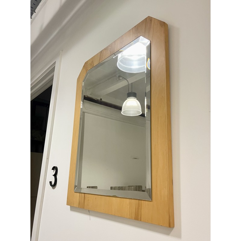 Vintage wall mirror with beveled glass and solid wood frame