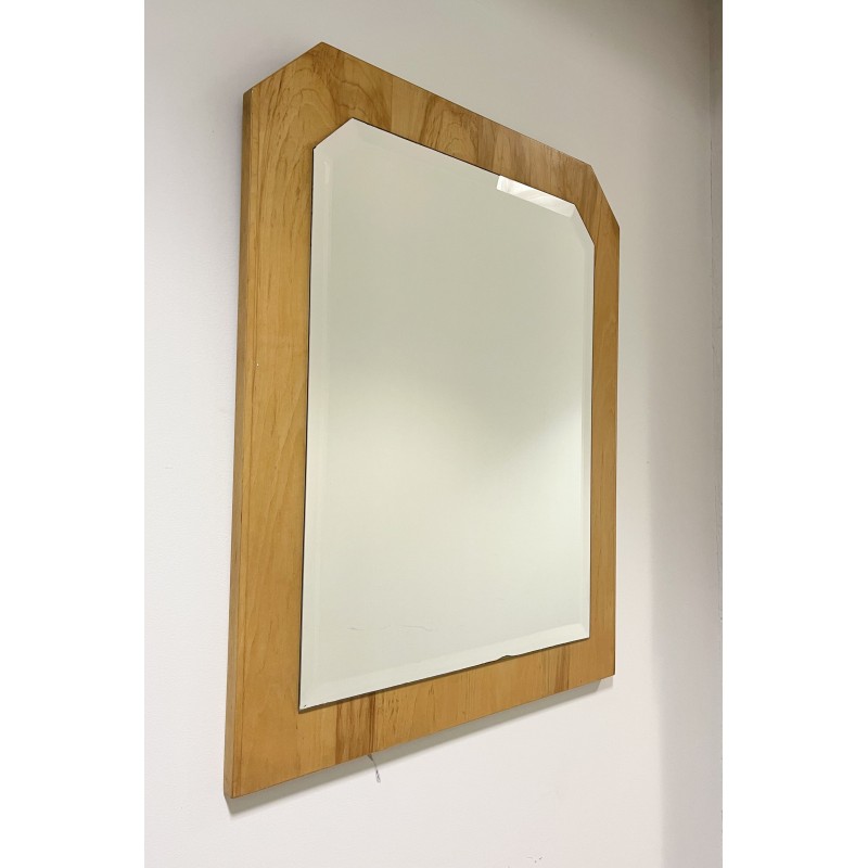 Vintage wall mirror with beveled glass and solid wood frame