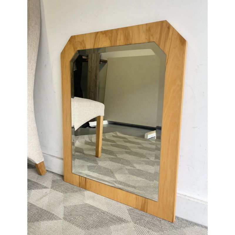 Vintage wall mirror with beveled glass and solid wood frame