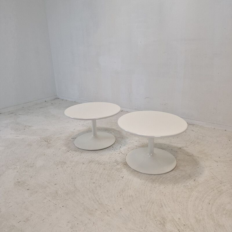 Table basse vintage "Circle" en bois blanc et métal par Pierre Paulin pour Artifort, 1970