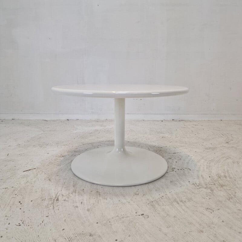 Vintage "Circle" Couchtisch aus weißem Holz und Metall von Pierre Paulin für Artifort, 1970